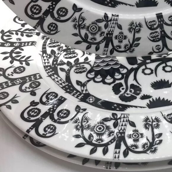 hard to find! set 3 Iittala TAIKA black white owl dinner plates 30cm cottagecore - Picture 6 of 6
